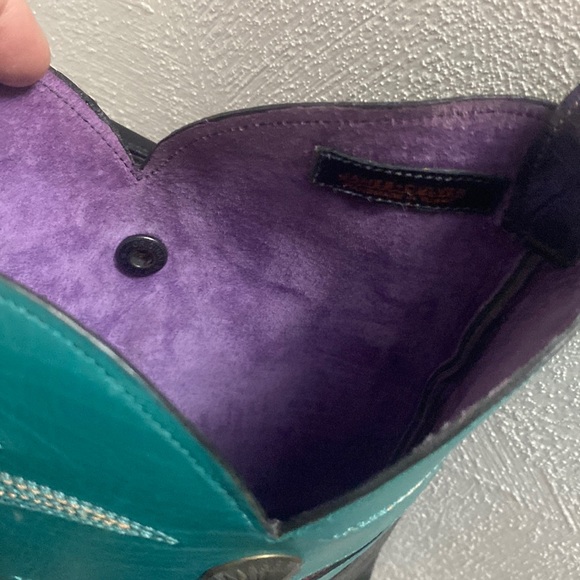 JAMES CULVER RARE Leather Crossbody/wallet💚💜 SET🤠+925🐴Bangle 6.5” - Picture 9 of 17